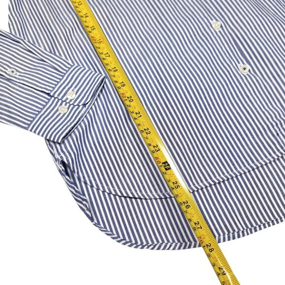 Cargo Crew 100% Cotton Striped Shirt Sz.L Blue White Band Collar Staple Preppy - Picture 7 of 11